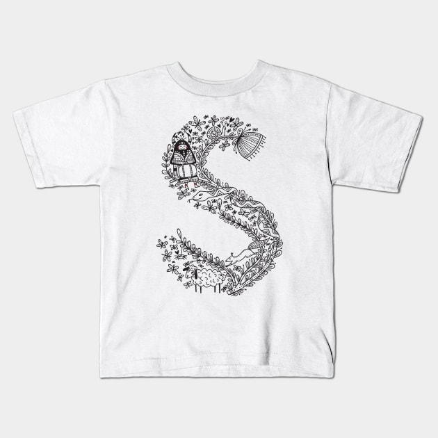 Letter S (Buu&Luu Alphabet) Kids T-Shirt by yuliia_bahniuk